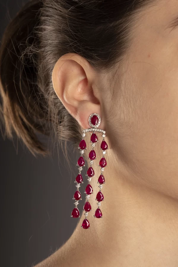 Exclusive Ruby Chandelier Earrings - Jewels and Diamonds